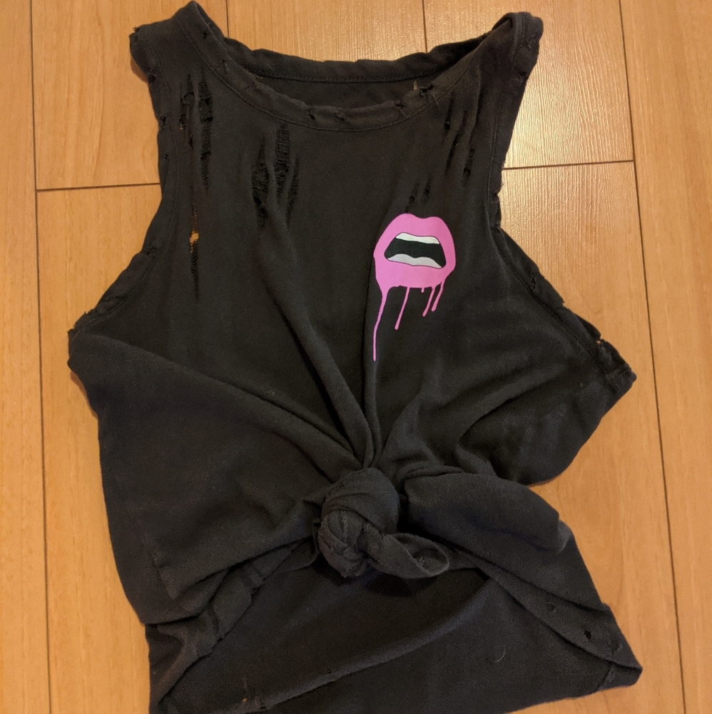Chaser worn looking crop tank top s